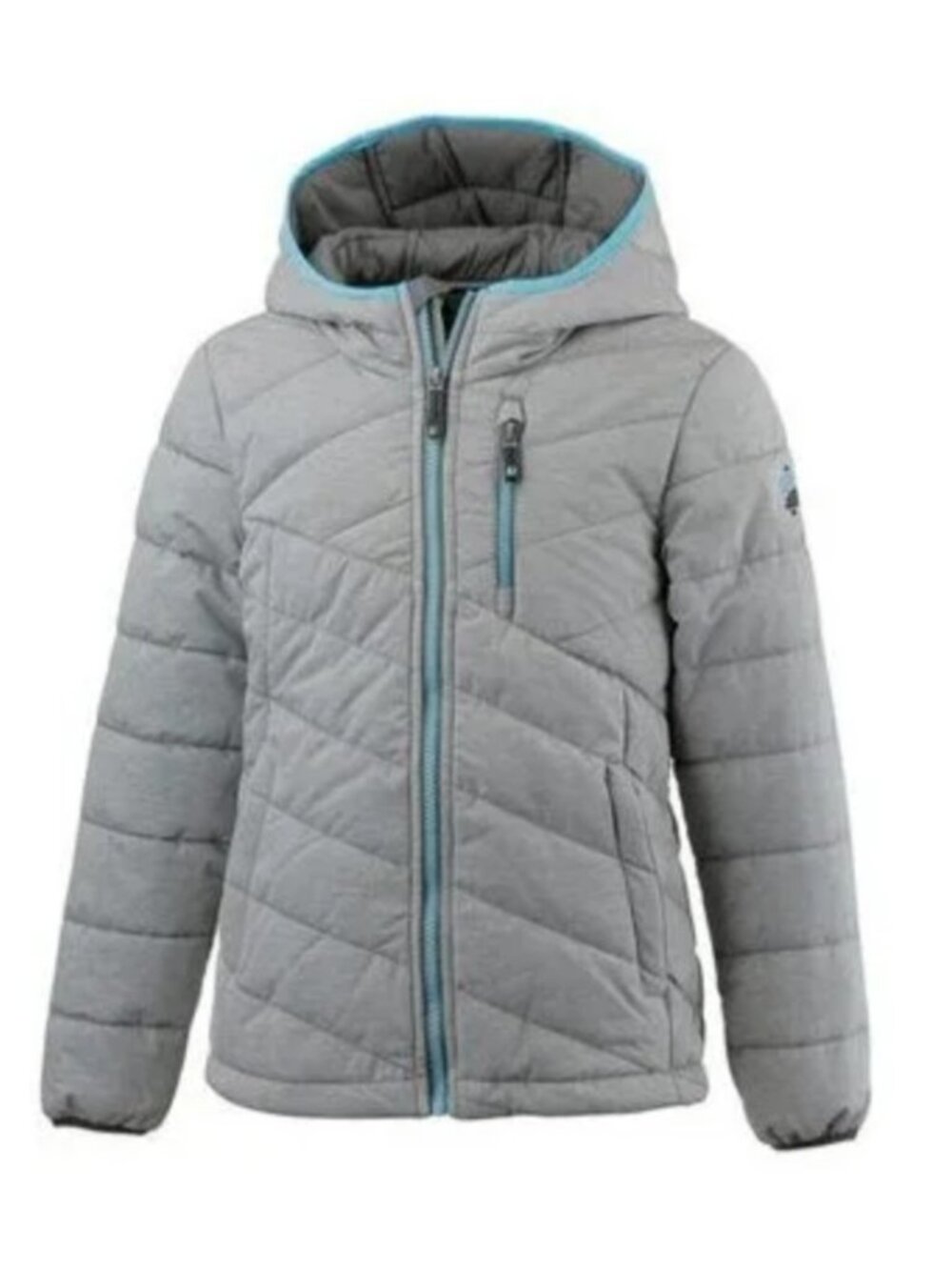 Killtec | Kid's Gray Blue Zip Winter Poly Down Ski Jacket Hooded Coat Child 12